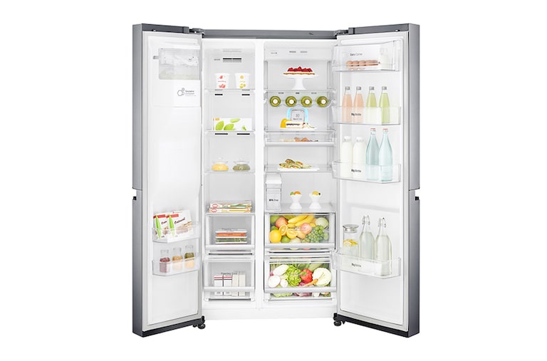 LG Inverter Linear Compressor™ GSL961PZBV American Style Fridge Freezer, 601L, Shiny Steel - F, GSL961PZBV